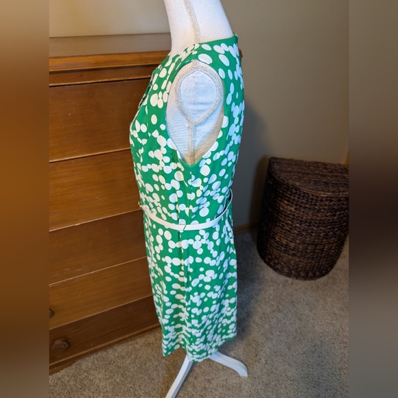 Dress Barn Spring Summer White & Green Floral Belted Dress Size 14 - Picture 5 of 13